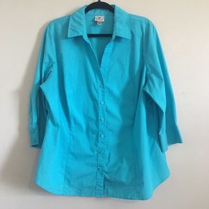 Worthington Women’s Button Up Teal Shirt